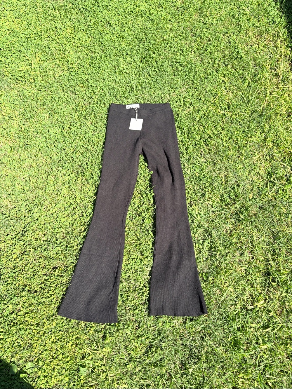 Kids Black Flared Knit Bottoms